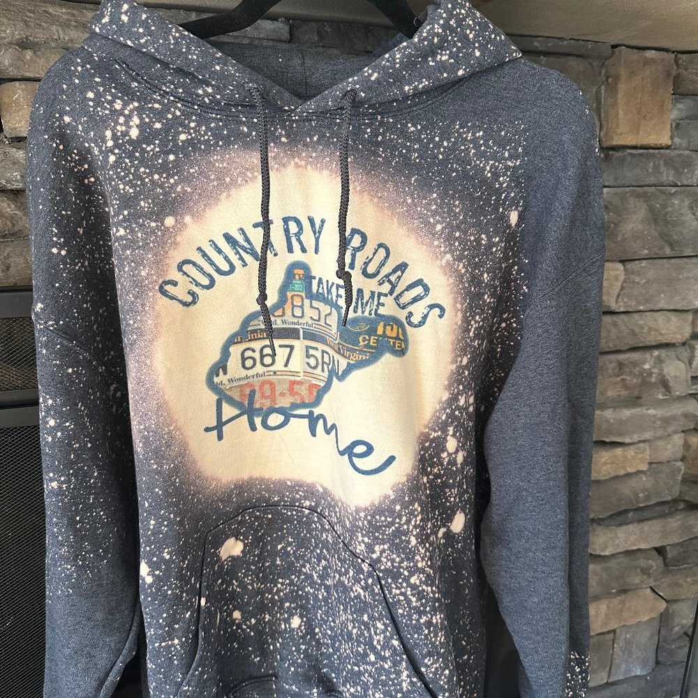 Brand New West Virginia Country Roads Take Me Home Tie Dye Splatter Hoodie L